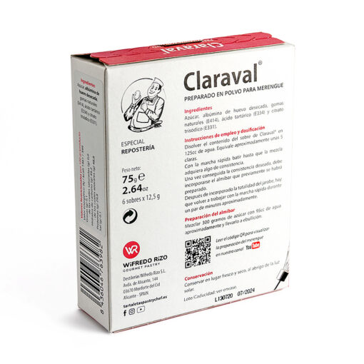 Estuche 6 sobres 12,5 gramos de preparado de merengues marca Claraval